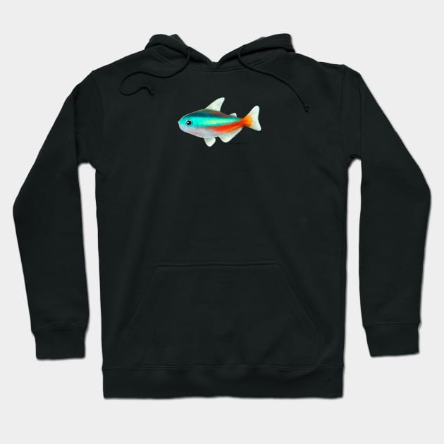 Neon Tetra Fish Hoodie by julianamotzko